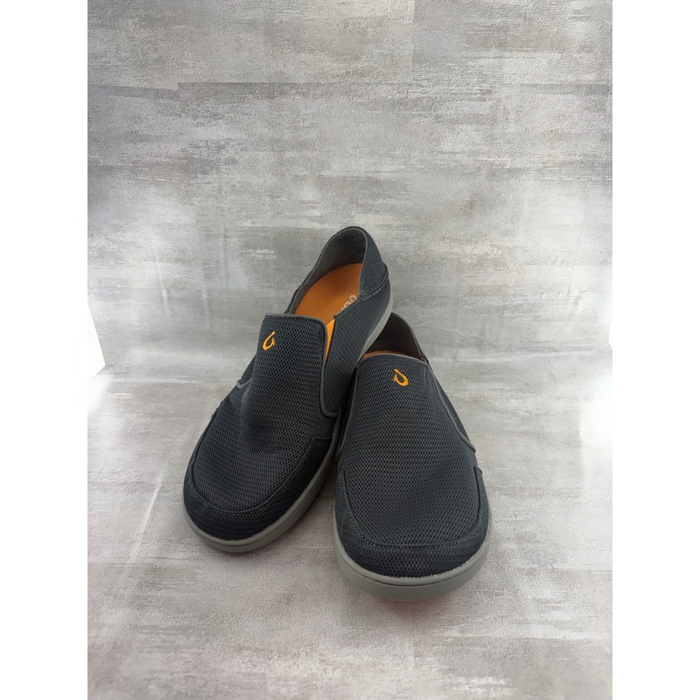 OluKai Nohea Mesh Men Sz 9.5 Grey Orange Slip On Loafers 10188-4242